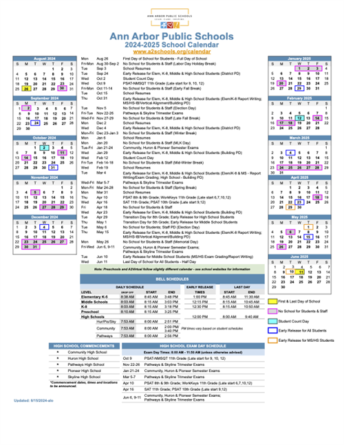 AAPS 2024-2025 Calendar